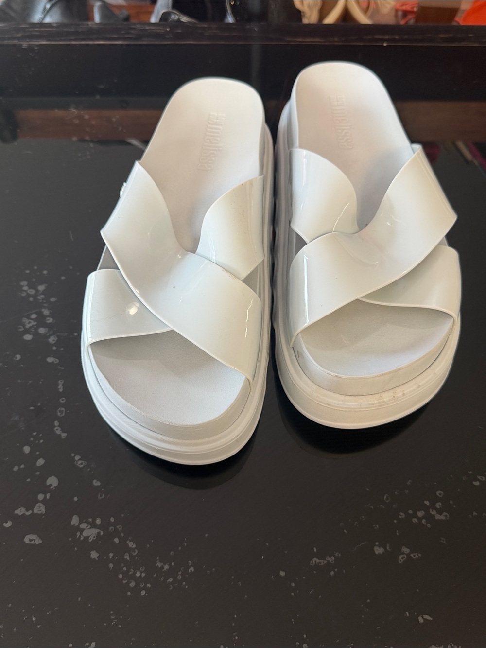 Melissa Light Blue Women's Crisscross Slide platform Sandals size 9